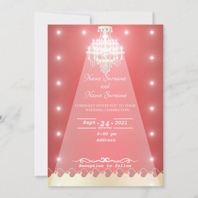Invitation Luminaire lustre rouge (Devant)