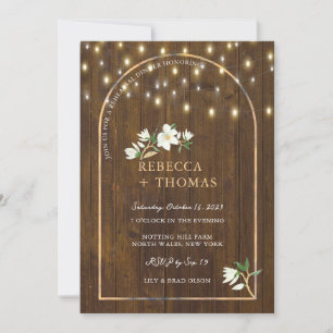 Invitation Luminaires à cordes rustiques Gold Arch Magnolia R