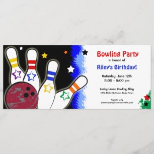 Invitation lumineuse de partie de bowling de