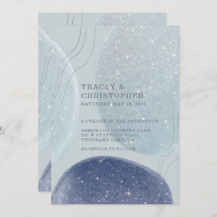 Invitation Lumineuse Ice Bleu Argent & Marine Mariage moderne