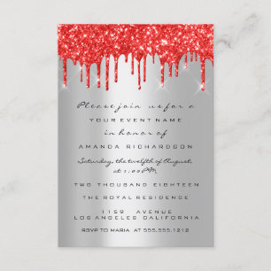 Invitation Lumineuse Parties scintillant rouge gouttes d'arge