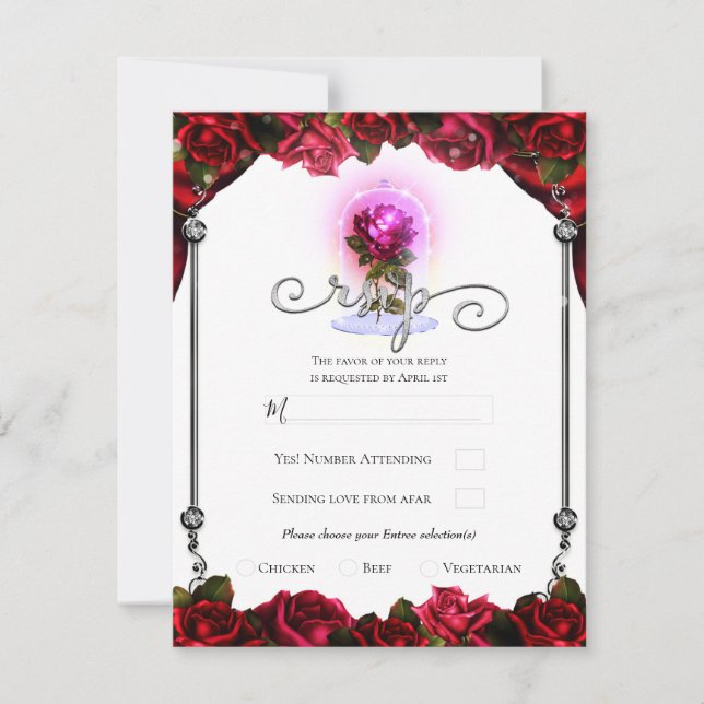 Invitation Luminosité magique Rouge Rose Blanc Or Argent RSVP (Devant)