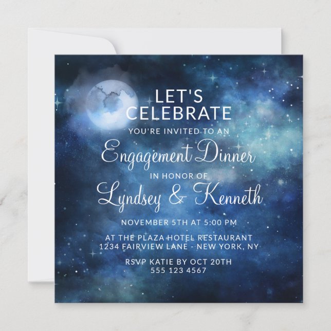 Invitation Lunar Sky Moon Fêtons la fête de l'engagement (Devant)