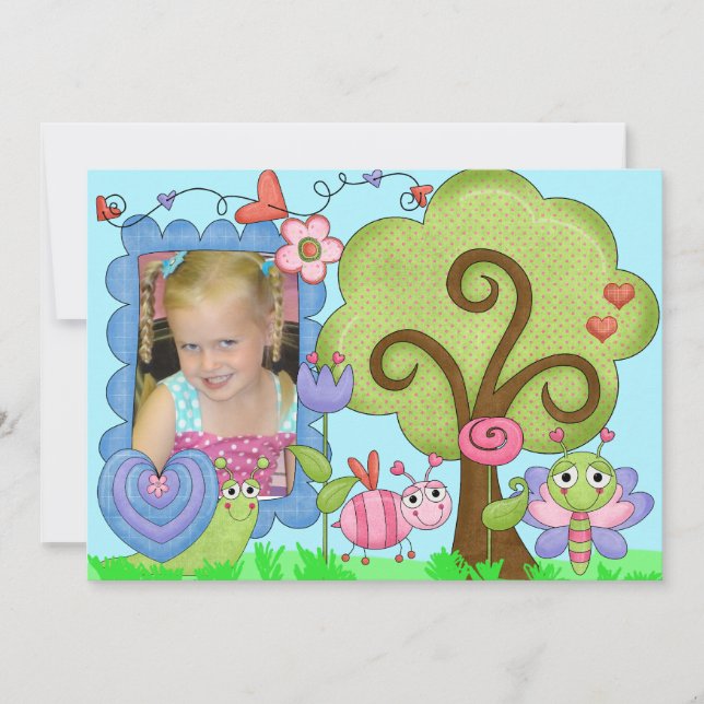 Invitation lunatique d'anniversaire d'insecte de (Devant)