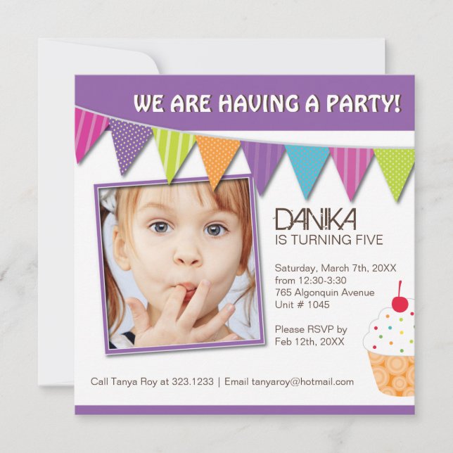 Invitation lunatique de fête d'anniversaire de (Devant)