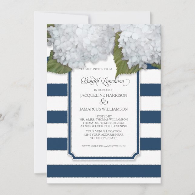 Invitation Luncheon de la marée blanche Hydrangea Navy Bleu S (Devant)