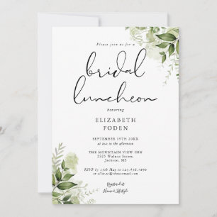 Invitation Luncheon de mariage à monogramme floral de verdure
