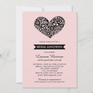 Invitation Luncheon de mariage fantaisiste folk cœur rose