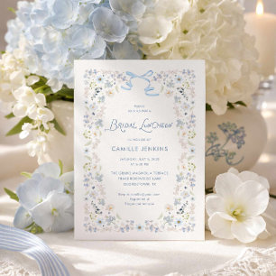 Invitation Luncheon de mariage floral bleu avec nœud
