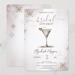 Invitation Luncheon de mariage Martini Heart Snowflakes