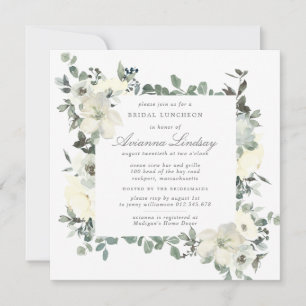 Invitation Luncheon de nuptiale rustique blanc floral
