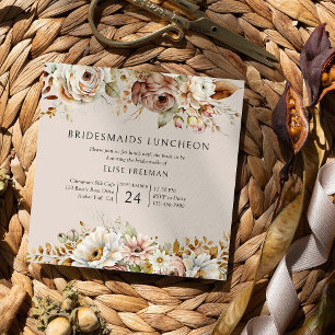Invitation Luncheon des demoiselles d'honneur florales marron