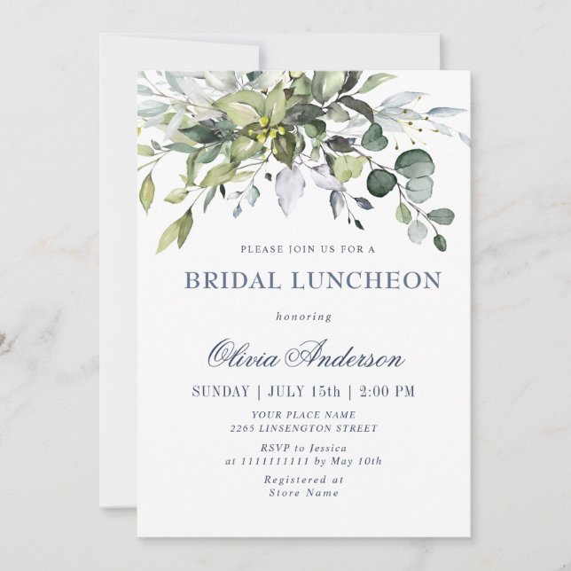 Invitation LUNCHEON Eucalyptus simple et élégant (Devant)