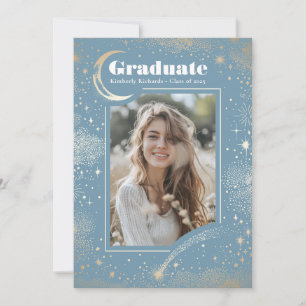 Invitation Lune céleste et étoiles Diplômé en photo