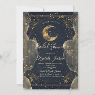 Invitation Lune Céleste Étoiles Nuages Cadre Enterrement de