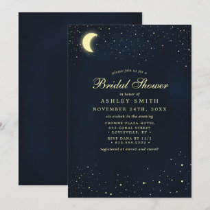 Invitation Lune Céleste Étoiles Nuit Bleue Mariage