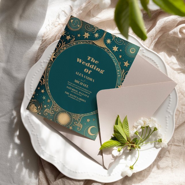 Invitation Lune de croissant d'or céleste (Créateur téléchargé)