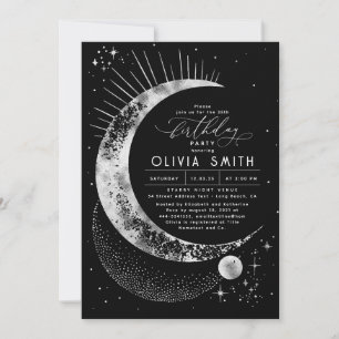 Invitation Lune de nuit étoilée Mystique Anniversaire céleste