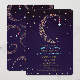 Invitation Lune en filigrane d'or violet Céleste enterrement 
