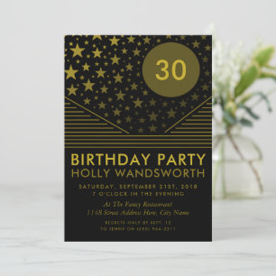 Invitation Lune et étoiles, Faded Gold Anniversday Party