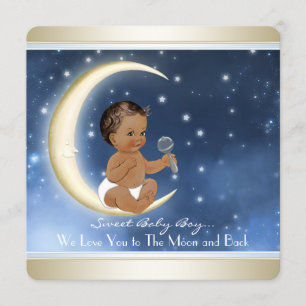 Invitation Lune ethnique de garçon et baby shower arrière