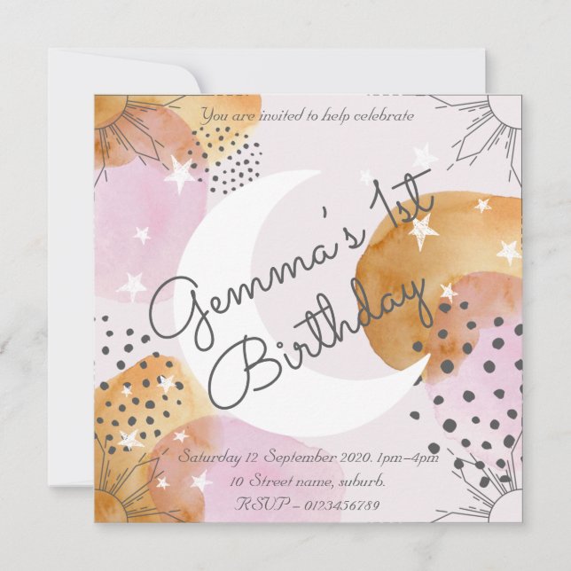 Invitation Lune Rose (Devant)