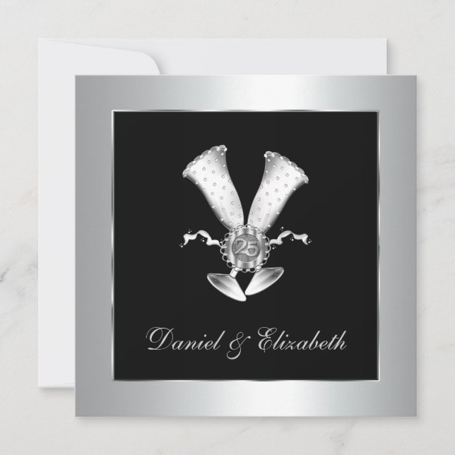 Invitation Lunettes de Champagne 25e anniversaire du Mariage (Devant)