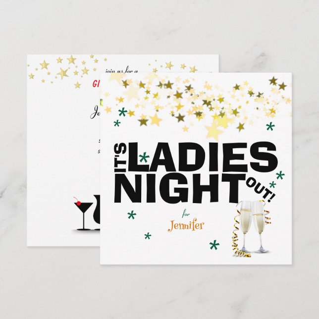 Invitation Lunettes de Champagne Étincelles Bachelorette (Devant / Derrière)