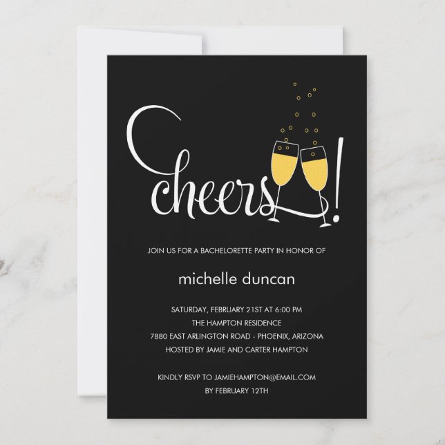 Invitation Lunettes de Champagne Fiançailles ou Bachelorette (Devant)