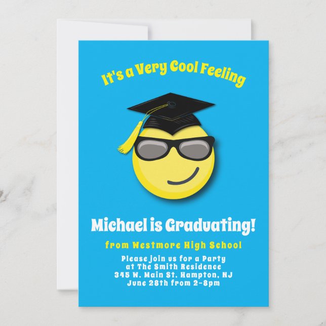 Invitation Lunettes de soleil Cool Emoticon Jote Graduation P (Devant)