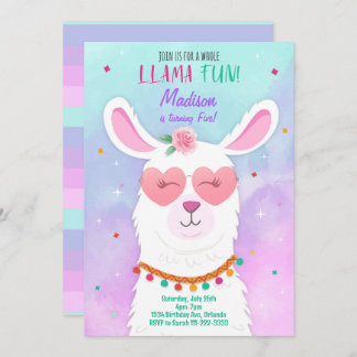 Invitation Lunettes de soleil Llama Anniversaire de enfant In