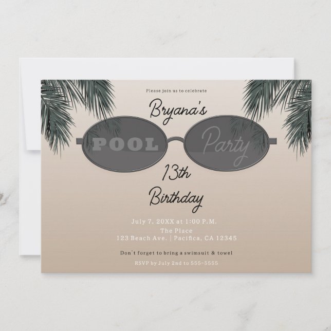 Invitation Lunettes de soleil ovales pour une fête au bord de (Devant)