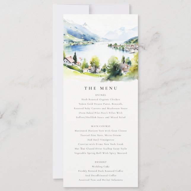 Invitation Lungern Switzerland Landscape Wedding Menu Card (Devant)