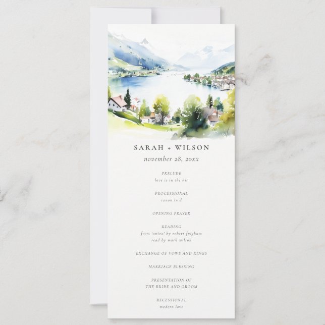Invitation Lungern Switzerland Landscape Wedding Program (Devant)