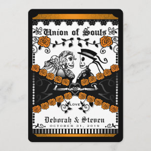 Invitation L'Union Blanche Orange Noir Aime MORT AVEC