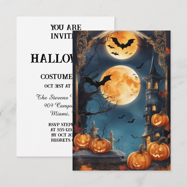 Invitation Lure lunaire : Personnaliser de votre Halloween en (Devant / Derrière)