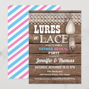 Invitation Lures ou dentelle bébé genre révéler