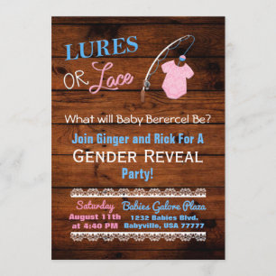 Invitation Lures ou dentelle en bois Baby shower de révélatio
