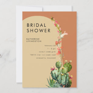 Invitation Lush Cactus Terre Cuite Géométrique Baby Shower