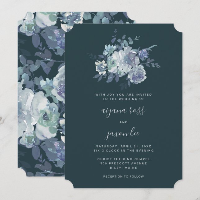 Invitation Lush et Moody Peony Bouquet Mariage (Devant / Derrière)