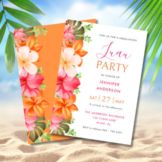 Invitation Lush Tropical Floral Graduation Luau