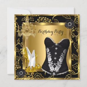 Invitation Lustre à talons hauts Corset en dentelle Noir Or