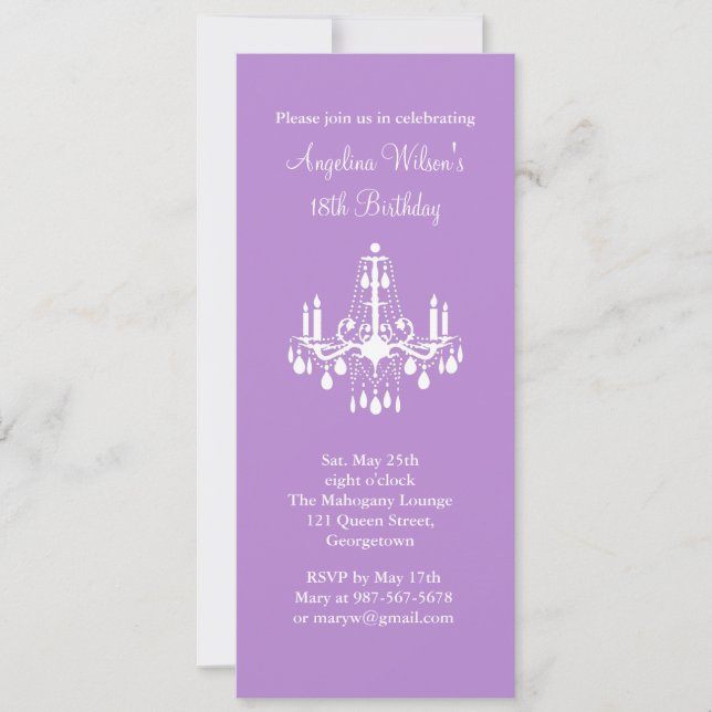 Invitation Lustre d'anniversaire (violet) (Devant)