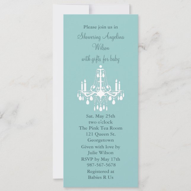 Invitation Lustre de bébé (turquoise) (Devant)
