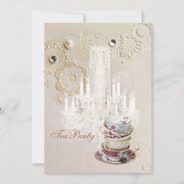 Invitation lustre de champagne paris nuptiale douche thé (Devant)