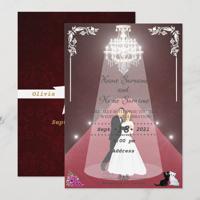 Invitation Lustre de moquette rouge (Devant / Derrière)