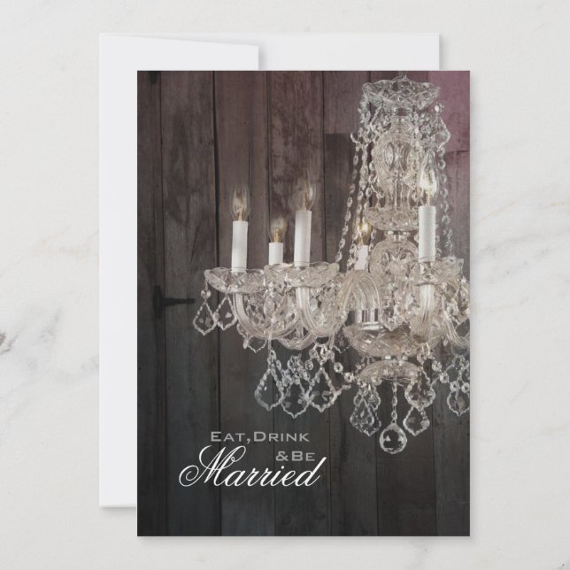 Invitation lustre en bois de grange mariage Répétition Dîner (Dos)