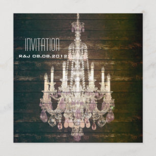 Invitation Lustre en bois de grange rustique pour mariage