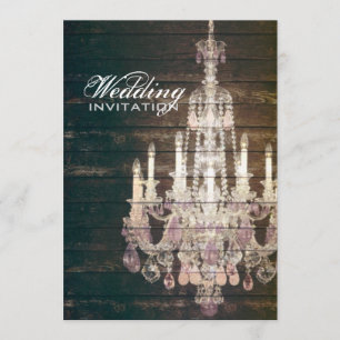 Invitation Lustre en bois de grange rustique pour mariage