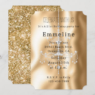 Invitation Lustre en diamants glam Gold Glitzy